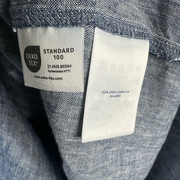 Lands End Womens size 1X 16w18w 3/4 Sleeve Button Front Linen Blouse Top Blue - Picture 8 of 10